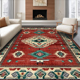 Ultra Soft Area Rug, Non Slip, Stain Resistant, Washable Area Rugs for Living Room, Bedroom, Cozy Farmhouse Patterned Design(Red)
