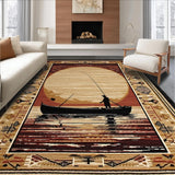 Ultra Soft Area Rug, Non Slip, Stain Resistant, Washable Area Rugs for Living Room, Bedroom, Charming Nautical Catch Design(Beige)