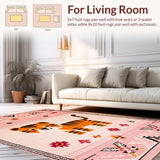 Ultra Soft Area Rug, Non Slip, Stain Resistant, Washable Area Rugs for Living Room, Bedroom, Vibrant Cozy Playroom Accent(Pink)