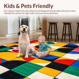 Ultra Soft Area Rug, Non Slip, Stain Resistant, Washable Area Rugs for Living Room, Bedroom, Discover Shapes Area Rug for Kids Fun Play and Learn(Yellow)