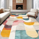 Ultra Soft Area Rug, Non Slip, Stain Resistant, Washable Area Rugs for Living Room, Bedroom, Colorful Beige Abstract Geometric Swirl Area(Yellow)