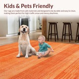 Ultra Soft Area Rug, Non Slip, Stain Resistant, Washable Area Rugs for Living Room, Bedroom, Sophisticated Simple Textural Element(Orange)