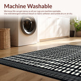 Ultra Soft Area Rug, Non Slip, Stain Resistant, Washable Area Rugs for Living Room, Bedroom, Modern Farmhouse Striped Area Rug for Entryway Decor(Black)