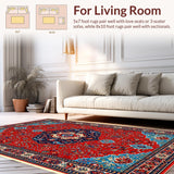 Ultra Soft Area Rug, Non Slip, Stain Resistant, Washable Area Rugs for Living Room, Bedroom, Intricate Neutral Office Space Area Rug(Red)