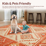 Ultra Soft Area Rug, Non Slip, Stain Resistant, Washable Area Rugs for Living Room, Bedroom, Elegant Vintage Patterned Accent(Red)