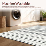 Ultra Soft Area Rug, Non Slip, Stain Resistant, Washable Area Rugs for Living Room, Bedroom, Heritage Stripe Entry Mat Timeless Parallel Lines Modern Graphic Rug(White)