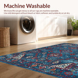 Ultra Soft Area Rug, Non Slip, Stain Resistant, Washable Area Rugs for Living Room, Bedroom, Dynamic Abstract Boho Fusion(Blue)