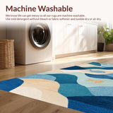 Ultra Soft Area Rug, Non Slip, Stain Resistant, Washable Area Rugs for Living Room, Bedroom, Marine Life Play Area Rug Kids Washable Floor Mat(Blue)