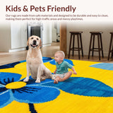 Ultra Soft Area Rug, Non Slip, Stain Resistant, Washable Area Rugs for Living Room, Bedroom, Blue Yellow Floral Living Room Area Carpet(Yellow)