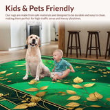Ultra Soft Area Rug, Non Slip, Stain Resistant, Washable Area Rugs for Living Room, Bedroom, Artistic Insect Floral Fusion(Green)