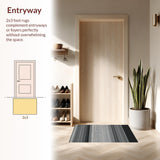 Ultra Soft Area Rug, Non Slip, Stain Resistant, Washable Area Rugs for Living Room, Bedroom, Stylish Neutral Toned Stripes(Black)