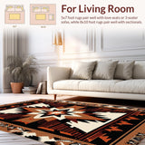 Ultra Soft Area Rug, Non Slip, Stain Resistant, Washable Area Rugs for Living Room, Bedroom, Western Non-Slip Standing Mat for Rustic Decor(Brown)