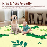 Ultra Soft Area Rug, Non Slip, Stain Resistant, Washable Area Rugs for Living Room, Bedroom, Vibrant Animal Motif for Kids(Green)