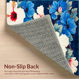 Ultra Soft Area Rug, Non Slip, Stain Resistant, Washable Area Rugs for Living Room, Bedroom, Floral Breeze with Artistic Hibiscus Blooms and Expressive Modern(Blue)