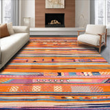 Ultra Soft Area Rug, Non Slip, Stain Resistant, Washable Area Rugs for Living Room, Bedroom, Stylish Trellis Print in Vibrance(Orange)