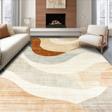 Ultra Soft Area Rug, Non Slip, Stain Resistant, Washable Area Rugs for Living Room, Bedroom, Elegant Abstract Swirl Lines Area with Warm Beige and Brown Tones(Beige)