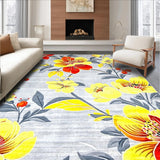 Ultra Soft Area Rug, Non Slip, Stain Resistant, Washable Area Rugs for Living Room, Bedroom, Charming Pastel Botanical Motif(Yellow)
