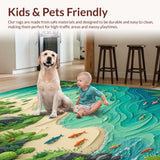 Ultra Soft Area Rug, Non Slip, Stain Resistant, Washable Area Rugs for Living Room, Bedroom, Rustic Wildlife Bass Lodge Living Room Rug(Blue)