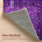 Ultra Soft Area Rug, Non Slip, Stain Resistant, Washable Area Rugs for Living Room, Bedroom, Rustic Floral Vintage Aesthetic(Purple)