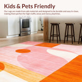 Ultra Soft Area Rug, Non Slip, Stain Resistant, Washable Area Rugs for Living Room, Bedroom, Non Slip Pastel Accent Rug(Orange)