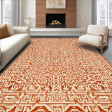 Ultra Soft Area Rug, Non Slip, Stain Resistant, Washable Area Rugs for Living Room, Bedroom, Contemporary Symmetrical Patterned Accent(Orange)