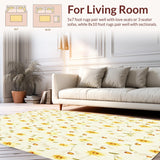 Ultra Soft Area Rug, Non Slip, Stain Resistant, Washable Area Rugs for Living Room, Bedroom, Charming Daisy Bloom Non Slip Flower Area Whimsical Floral(Beige)