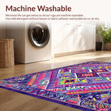 Ultra Soft Area Rug, Non Slip, Stain Resistant, Washable Area Rugs for Living Room, Bedroom, Vibrant Trellis Patterned Accent(Purple)