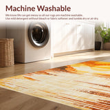 Ultra Soft Area Rug, Non Slip, Stain Resistant, Washable Area Rugs for Living Room, Bedroom, Charming Vintage Sun Print(Orange)