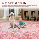 Ultra Soft Area Rug, Non Slip, Stain Resistant, Washable Area Rugs for Living Room, Bedroom, Romantic Vintage Rose Aesthetic(Pink)