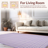 Ultra Soft Area Rug, Non Slip, Stain Resistant, Washable Area Rugs for Living Room, Bedroom, Trendy Light Purple Trellis Design(Purple)