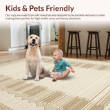 Ultra Soft Area Rug, Non Slip, Stain Resistant, Washable Area Rugs for Living Room, Bedroom, Contemporary Scalloped Minimalist Vibe(Beige)