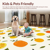 Ultra Soft Area Rug, Non Slip, Stain Resistant, Washable Area Rugs for Living Room, Bedroom, Bright Cheerful Organic Design(Orange)