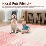 Ultra Soft Area Rug, Non Slip, Stain Resistant, Washable Area Rugs for Living Room, Bedroom, Calming Soft Pink Rounded Patterns(Pink)