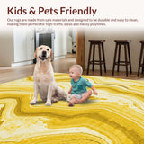 Ultra Soft Area Rug, Non Slip, Stain Resistant, Washable Area Rugs for Living Room, Bedroom, Warm Earth Tone Textured Pattern(Yellow)