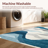 Ultra Soft Area Rug, Non Slip, Stain Resistant, Washable Area Rugs for Living Room, Bedroom, Elegant Oceanic Blue Palette(Gray)
