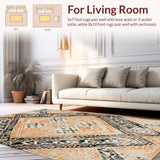 Ultra Soft Area Rug, Non Slip, Stain Resistant, Washable Area Rugs for Living Room, Bedroom, Vivid Abstract Trellis Elements(Orange)