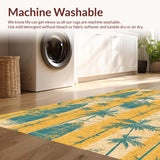 Ultra Soft Area Rug, Non Slip, Stain Resistant, Washable Area Rugs for Living Room, Bedroom, Summer Surf Rug: Tropical Paradise Carpet with Surfer Vibe(Yellow)