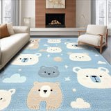 Ultra Soft Area Rug, Non Slip, Stain Resistant, Washable Area Rugs for Living Room, Bedroom, Serene Pastel Cartoon Imagery(Blue)