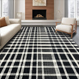 Ultra Soft Area Rug, Non Slip, Stain Resistant, Washable Area Rugs for Living Room, Bedroom, Elegant Black White Layered Stripe Pattern Rug with Textured Absorbency(Black)