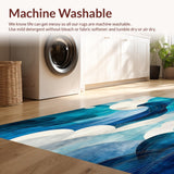 Ultra Soft Area Rug, Non Slip, Stain Resistant, Washable Area Rugs for Living Room, Bedroom, Oceanic Swirl Vision Area Rug Contemporary Beach Theme Funky Floor Covering(Blue)