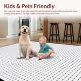 Ultra Soft Area Rug, Non Slip, Stain Resistant, Washable Area Rugs for Living Room, Bedroom, Sleek Monochrome Pattern Play(Black)