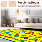 Ultra Soft Area Rug, Non Slip, Stain Resistant, Washable Area Rugs for Living Room, Bedroom, Engaging Brightly Colored Learning Circle(Yellow)