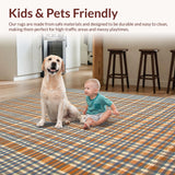 Ultra Soft Area Rug, Non Slip, Stain Resistant, Washable Area Rugs for Living Room, Bedroom, Dynamic Colorful Lattice Appeal(Orange)