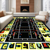 Ultra Soft Area Rug, Non Slip, Stain Resistant, Washable Area Rugs for Living Room, Bedroom, Rustic Gender-Neutral Character Patterns(Black)