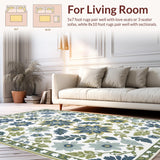 Ultra Soft Area Rug, Non Slip, Stain Resistant, Washable Area Rugs for Living Room, Bedroom, Vintage Cream Green Bedroom Floral Carpet(White)