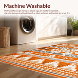 Ultra Soft Area Rug, Non Slip, Stain Resistant, Washable Area Rugs for Living Room, Bedroom, Lively Southwestern Color Fusion(Orange)