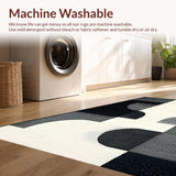 Ultra Soft Area Rug, Non Slip, Stain Resistant, Washable Area Rugs for Living Room, Bedroom, Contemporary Black Ivory Aesthetic(Black)