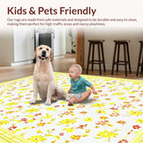 Ultra Soft Area Rug, Non Slip, Stain Resistant, Washable Area Rugs for Living Room, Bedroom, Vibrant Daisy Blossom Arrangement(Yellow)