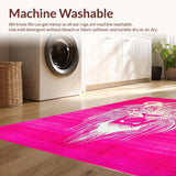 Ultra Soft Area Rug, Non Slip, Stain Resistant, Washable Area Rugs for Living Room, Bedroom, Trendy Safari Style Home Accessory(Pink)
