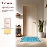 Ultra Soft Area Rug, Non Slip, Stain Resistant, Washable Area Rugs for Living Room, Bedroom, Graceful Bow Tie Rug Coquette Style Wave Edge Aesthetic Preppy Home Accent(Blue)